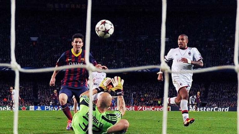 Меси бележи втория си гол в мача с Милан, негов 65-ти в Шампионската лига. Номер едно в историята на турнира - Раул, е само на 6 пред аржентинеца.
