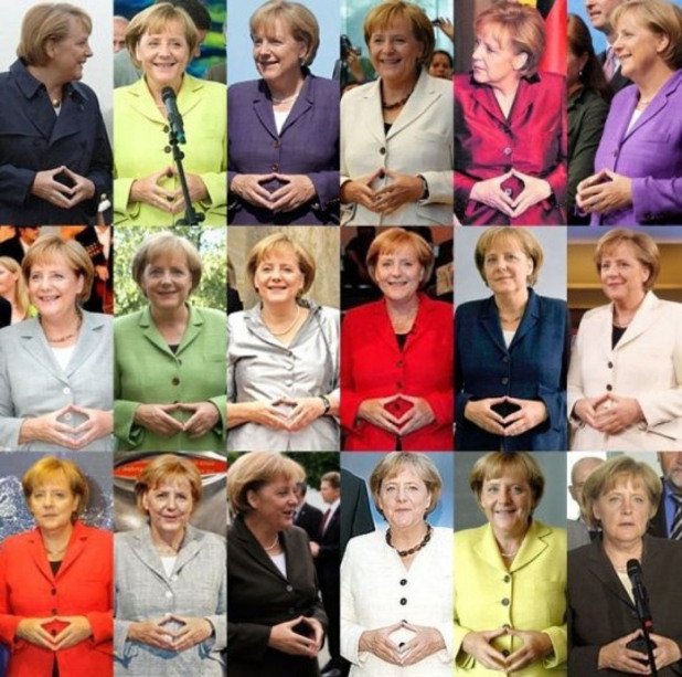Характерният жест с ръцете се утвърди като запазената марка на Меркел