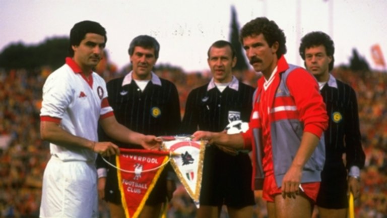 Ди Бартоломей и Греъм Сунес преди финала на "Олимпико" на 30 май 1984 г.