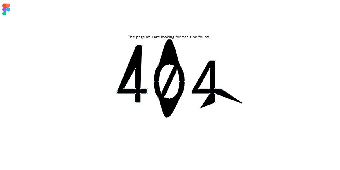 7. Figma – Онлайн приложението за изготвяне на потребителски интерфейс също разполага с доста интерактивна страница за грешка 404. Трите страшни цифри тук са с възможност за промяна на техните форми и размер. И ето как отлитат още няколко работни минути.