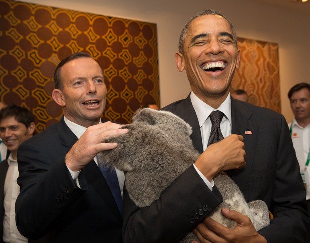 Премиерът на Австралия Тони Абът и американският президент Барак Обама