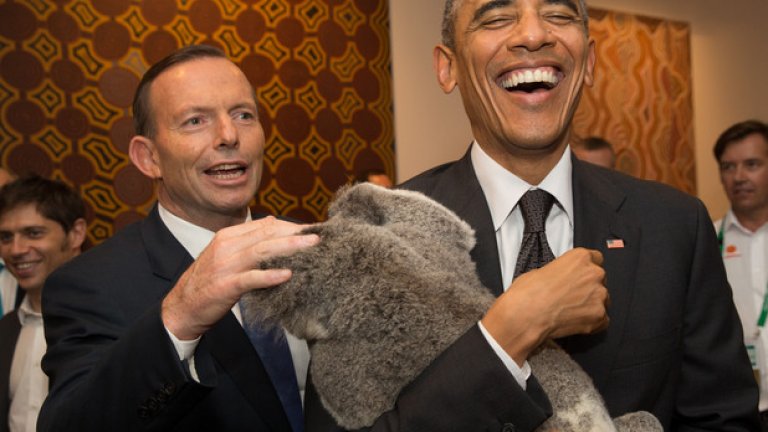 Премиерът на Австралия Тони Абът и американският президент Барак Обама