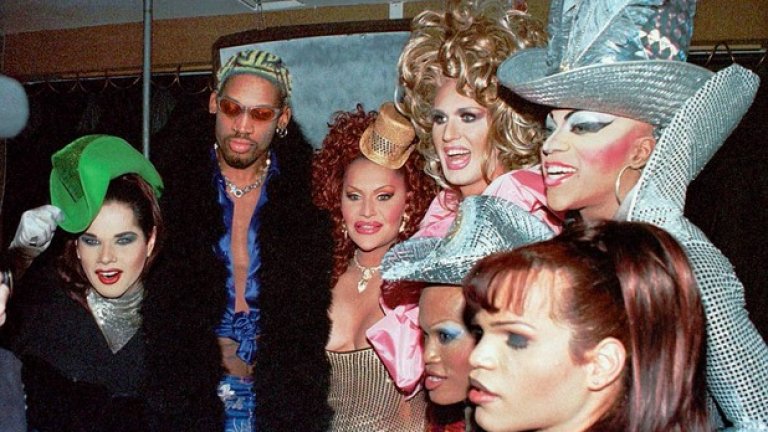 Родман и приятели преди Супербоула през 99-а.