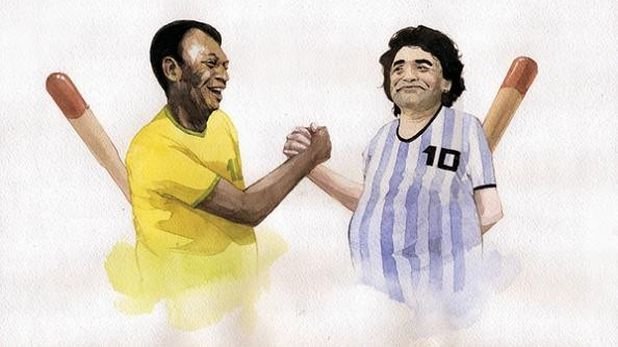 Двете суперзвезди на световния футбол отвреме-навреме го играят дружелюбни един към друг, но само до следващата атака, както сполучливо го е изобразил руският карикатурист