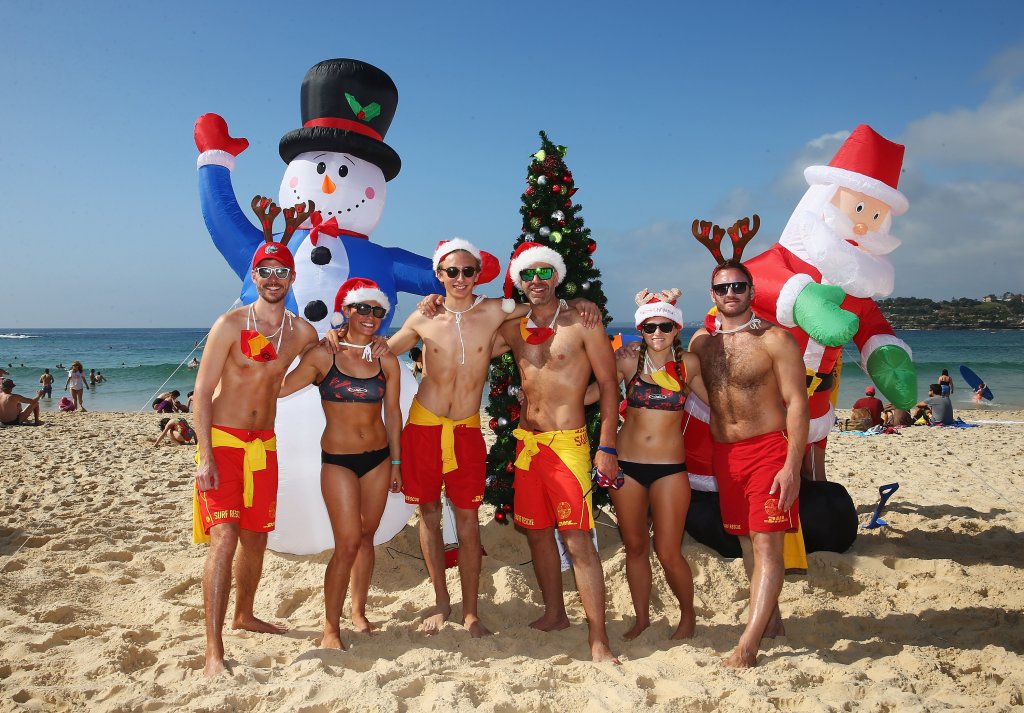 People Celebrate Christmas At Bondi Beach